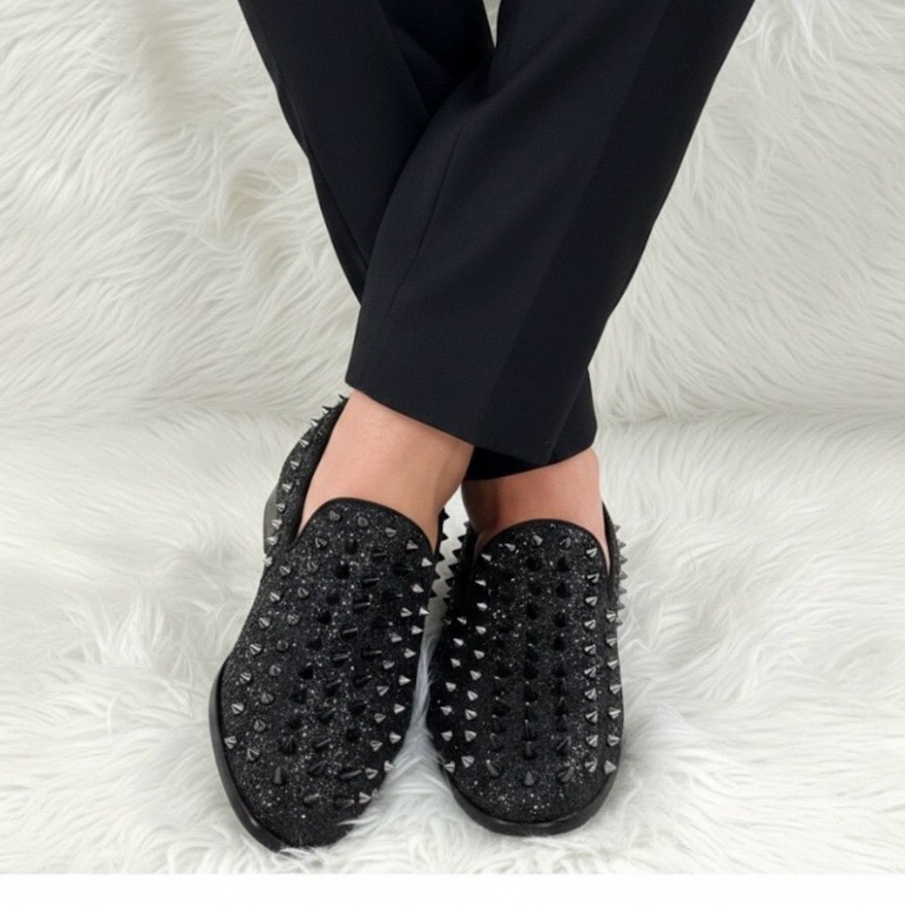 Alberto Fellini Black Studded Loafers